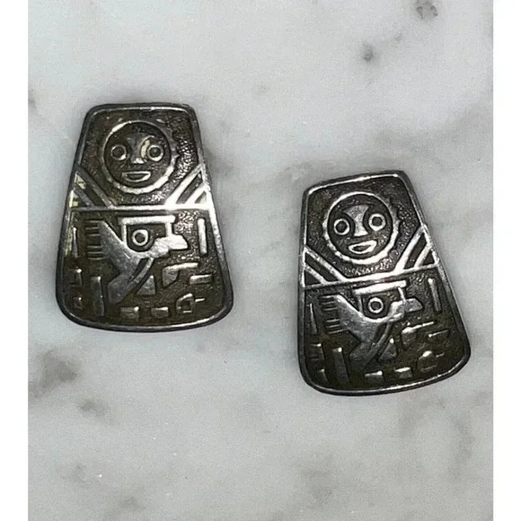 VINTAGE Graziella Laffi Sterling Silver Modernist Bird Dangle Earrings 925 Screw